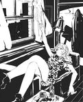  1girl artist_request character_request cigarette long_hair lupin_iii mine_fujiko monochrome s_tanly smoking solo 