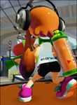  animated animated_gif ass ass_shake headphones inkling lowres nintendo orange_hair shoes splatoon tentacle_hair 