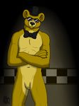  bear bleuxwolf bow_tie chest_tuft eyewear five_nights_at_freddy&#039;s fur golden_freddy_(fnaf) hat male mammal muscles pecs sunglasses top_hat tuft video_games 