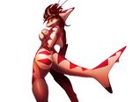  anthro black_hair breasts female fish hair looking_at_viewer marine nude pink_skin plain_background shark stripes watsup white_background 