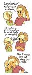  2015 alternate_universe anthro anthrofied applejack_(mlp) clothing comic dialogue duo english_text equine female freckles friendship_is_magic green_eyes hair horse mammal my_little_pony plain_background pony siden text white_background 