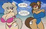  2015 anthro big_breasts bikini breasts cleavage clothed clothing earth_pony english_text equine fan_character female georgia_lockheart hellen_lockheart horse huge_breasts king-cheetah mammal mother_and_daughter my_little_pony one-piece_swimsuit pony swimsuit text wolfnanaki 