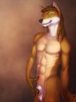  canine dingo facial_hair goatee green_eyes male mammal mullet nude sheath the_cherret_awaits 