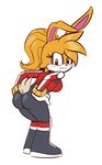  2015 anthro archie_comics blush bunnie_rabbot butt female green_eyes saltcore solo sonic_(series) video_games 