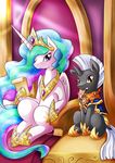  2015 armor cat crown equine fan_character feline female feral friendship_is_magic horn male mammal my_little_pony princess_celestia_(mlp) sitting throne unicorn vavacung winged_unicorn wings 
