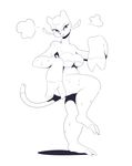  anthro black_nose breasts butt eyelashes female itsunknownanon mienshao monochrome nintendo pok&eacute;mon shadow smile solo standing sweat video_games 