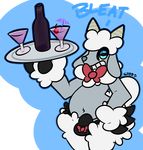  alcohol anthro beverage bow_tie caprine clothing male mammal panties sheep sheep_(artist) solo text underwear 