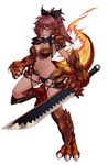  bigger_version_at_the_source corruption_of_champions dragon female fire human hybrid kiha_(coc) mammal plain_background scales scalie sword unknown_artist weapon white_background 