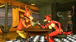  3d alcohol anchor arm_wrestle beer beverage breasts drawkill female five_nights_at_freddy&#039;s foxy_(fnaf) humor inside machine mammal mechanical nipples robot spider26 video_games wrestling 