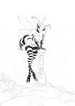  abdomen antennae anthro arthropod big_breasts breast_squish breasts digitigrade environment female flying forest hovering insect lips monochrome solo stinger tarsi tree voluptuous wasp wide_hips wings zaggatar 