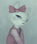  &lt;3 anthro black_eyes blush bow cat charmmykitty cheek_tuft clothed clothing crookedtrees feline female fur hello_kitty looking_at_viewer mammal open_mouth sanrio shirt solo tears teeth tuft whiskers white_fur 