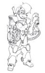  anthro aval0nx black_and_white breasts chipmunk female gun hi_res mammal monochrome power_armor ranged_weapon rodent sally_acorn solo sonic_(series) suit weapon 