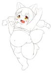  anthro canine chubby fangs female fox hair kemono long_hair mammal monochrome open_mouth overweight pigtails plain_background rajio red_eyes sketch solo white_background yellow_eyes 