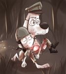  absurd_res anthro army blood canine digital_media_(artwork) duo eyes_closed eyewear glasses grass hi_res human male mammal mr._peabody mr._peabody_and_sherman sherman war what-the-wabac wounded 