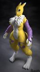  2015 3d bacn big_breasts breasts canine cgi demon digimon female fox fur mammal nude renamon solo white_fur yellow_fur 