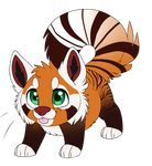  alpha_channel ambiguous_gender brown_fur chibi cute feral fluffy_ears fluffy_tail fur green_eyes long_tail looking_at_viewer mammal orange_fur plain_background red_panda sevech solo standing striped_tail stripes tongue tongue_out transparent_background white_fur 