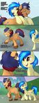  2015 comic cutie_mark digital_media_(artwork) electric_spark equine female hair horn looking_up lying male mammal meggchan my_little_pony pegasus silvia_windmane smile two_tone_hair unicorn wings 