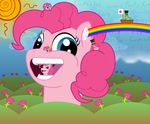  alligator animal_ears blue_eyes boat cloud creepy dripping equine eyelashes eyewear facial_hair female flag flower friendship_is_magic fur group gummy_(mlp) hair hat hill horse male mammal monocle mustache my_little_pony nightmare_fuel open_mouth outside pink_fur pink_hair pinkie_pie_(mlp) plant pony rabbit_ears rainbow reptile scalie sky sun super-zombie teeth text tongue top_hat what 