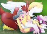  anthro big_breasts blaziken blush breasts crossover cunnilingus digimon duo female female/female fur lying nintendo nipples nude on_back oral pok&eacute;mon reddandwhyte renamon sex spread_legs spreading tongue tongue_out vaginal video_games yellow_fur 