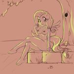  2015 anthro anthrofied breasts equine erohd female fluttershy_(mlp) friendship_is_magic hair long_hair looking_at_viewer mammal my_little_pony nipples nude outside pegasus sketch solo tree wings 
