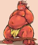  bound bulge chiro_(artist) chubby clothing demon loincloth male overweight solo underwear 