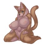  anthro big_breasts blue_eyes breasts chest_tuft chubby feline female fur hair huge_breasts inverted_nipples mammal nipples nude okatimati plain_background sitting solo tuft white_hair 