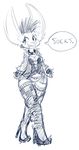  boots clothed clothing english_text female goth lagomorph legwear mammal monochrome plain_background rabbit sketch solo stockings text tgwonder white_background 