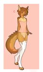  &lt;3 2015 anthro blush brown_fur brown_hair bulge canine clothing crossdressing digitigrade dog fur german_shepherd girly green_eyes hair hairclip lavitzskall legwear looking_at_viewer male mammal necklace nirai_(artist) one_eye_closed panties panty_pull plain_background seductive shirt short_shirt smile solo tan_fur thigh_highs underwear wide_hips wink 