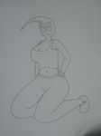  alien big_breasts breasts clothing female hand_on_hip king_of_sorrow_(artist) noseless not_furry sketch solo toony wide_hips yoga_pants 