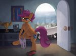  1trick 2015 anthro anthrofied bathroom bathtub breasts clothing equine female flat_chested friendship_is_magic fur hair mammal my_little_pony nipples nude panties pegasus pubes purple_eyes purple_hair rainbow_dash_(mlp) scootaloo_(mlp) shirt solo steam tank_top trophy underwear undressing wings young 