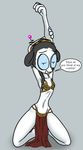  antennae black_hair clothing cosplay dialogue ear_tag eyewear female flat_chested fur glasses hair headband leia_organa loincloth mammal mouse oreo_(terdburgler) ponytail rodent solo star_wars terdburgler text white_fur 