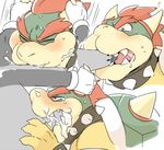  1boshi blush bowser chubby clothing cum drooling duo fellatio forced gloves hair koopa male male/male mario_bros messy nintendo oral red_eyes red_hair saliva scalie sex sweat tears unknown_species video_games 