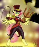  2015 anthro anthrofied blue_eyes bow_tie chair clothing equine female fluttershy_(mlp) friendship_is_magic hair hat mammal my_little_pony omny87 pegasus pink_hair ringmaster ringmaster_outife solo top_hat whip wings 