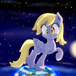  2014 blonde_hair cutie_mark derpy_hooves_(mlp) equine female feral friendship_is_magic fur giant grey_fur hair hi_res macro mammal my_little_pony pegasus planet solo space thediscorded wings yellow_eyes 