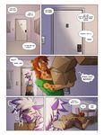  anthro bff box butt clothing comic cute dialogue diamond_(character) english_text equine falling female giraffe hair kadath mammal purple_stripes puzzle_(character) text zebra 