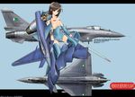  aircraft airplane artist_request canards green_eyes highres j-10 j-10b jet mecha_musume military original pakistan pasties solo sword third-party_edit weapon 