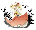  bat blonde_hair dress flandre_scarlet frills hat kukicha red_eyes solo touhou 