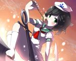  anchor black_hair blue_vert green_eyes hat hishaku murasa_minamitsu sailor sailor_collar sailor_hat short_hair solo touhou 