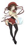  bronze_parrot brown_eyes brown_hair full_body glasses hat high_heels kazu kikuko_(kazu) legs original pantyhose shoes skirt solo standing thighband_pantyhose tray waitress white_background 