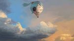  balloon cloud evokid hachune_miku hatsune_miku headphones headset highres hot_air_balloon rainbow scenery sky twintails vocaloid 