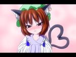  animal_ears blush cat_ears cat_tail chen cosplay earrings fang heart heart_tail jewelry multiple_tails solo tail touhou yakumo_ran yakumo_ran_(cosplay) yasha_(endless_requiem) 