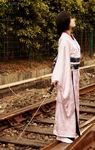  beauty chinese cosplay japanese_clothes kara_no_kyoukai katana kimono photo railroad_tracks ryougi_shiki ryougi_shiki_(cosplay) sword weapon 