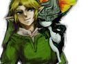  1girl blonde_hair blue_eyes earrings face fang hat helmet imp jewelry link midna pointy_ears red_eyes smile the_legend_of_zelda the_legend_of_zelda:_twilight_princess yo_mo 