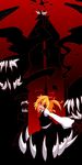  black_sclera blonde_hair darkness fangs haiiro_gundan hair_ribbon highres monster red_eyes ribbon rumia sharp_teeth short_hair solo teeth touhou youkai 