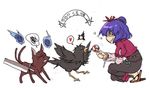  bird candy cat food hair_ornament kaenbyou_rin kaenbyou_rin_(cat) korean leaf_hair_ornament lollipop reiuji_utsuho reiuji_utsuho_(bird) rex_k swirl_lollipop touhou translated yasaka_kanako 