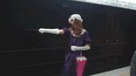  77gl animated animated_gif closed_umbrella cosplay elbow_gloves gloves ground_vehicle hat lowres photo solo touhou train umbrella yakumo_yukari 