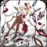  bad_id bad_pixiv_id blonde_hair blood flandre_scarlet garters hat high_heels kurume_shou one_side_up panties red_eyes ribbon shoes short_hair skull solo thighhighs touhou underwear wings 