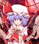  bad_id bad_pixiv_id bat_wings blush chain hat kurono_yuzuko purple_hair red_eyes remilia_scarlet short_hair solo touhou wings 