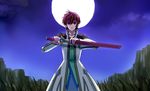  asbel_lhant blue_eyes male_focus moon shashin sheath solo sword tales_of_(series) tales_of_graces unsheathing weapon 