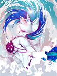  2015 anthro anthrofied bikini blue_hair breasts cleavage clothed clothing equine female friendship_is_magic hair horn lovepuma69 mammal my_little_pony outside pose solo swimsuit unicorn vinyl_scratch_(mlp) water 